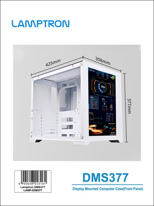 Lamptron PC Hardware Monitor Case DSM377(Front Display)White version